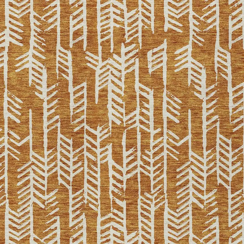 Copper And Ivory Tribal Washable Indoor Outdoor Area Rug Photo 7
