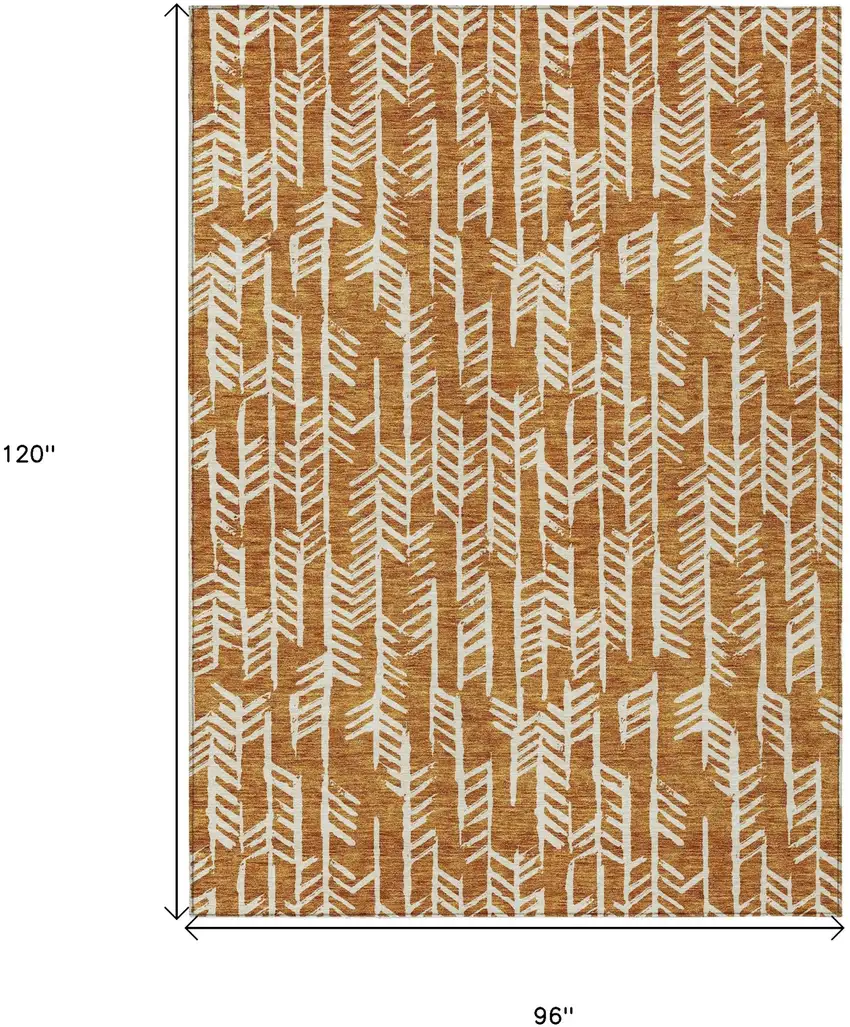 Copper And Ivory Tribal Washable Indoor Outdoor Area Rug Photo 3