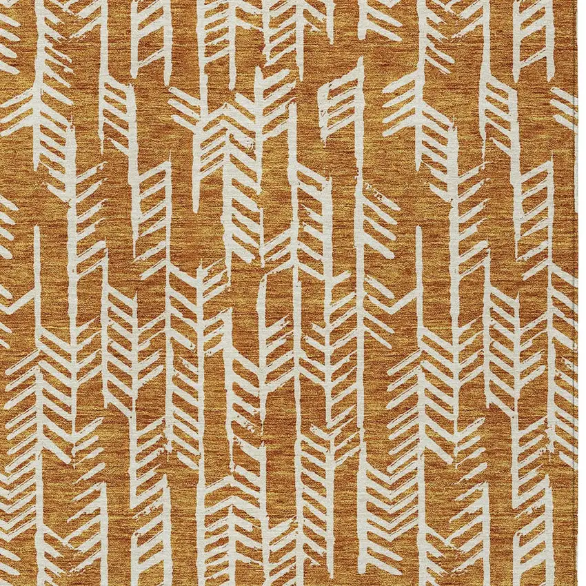 Copper And Ivory Tribal Washable Indoor Outdoor Area Rug Photo 7