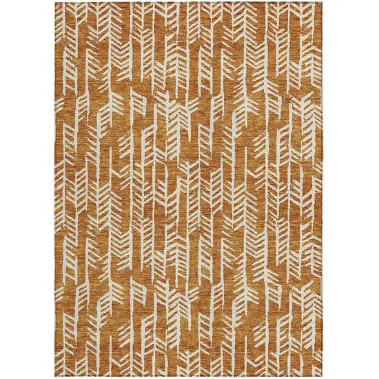 Copper And Ivory Tribal Washable Indoor Outdoor Area Rug Photo 8
