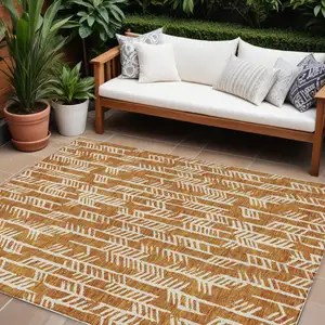 Photo of Copper And Ivory Tribal Washable Indoor Outdoor Area Rug