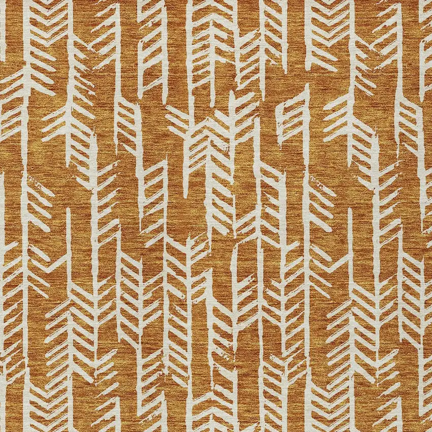 Copper And Ivory Tribal Washable Indoor Outdoor Area Rug Photo 7