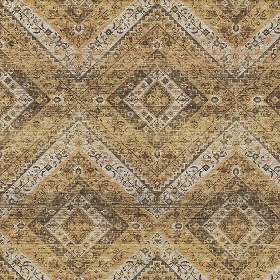 Copper And Khaki Tribal Washable Indoor Outdoor Area Rug Photo 3