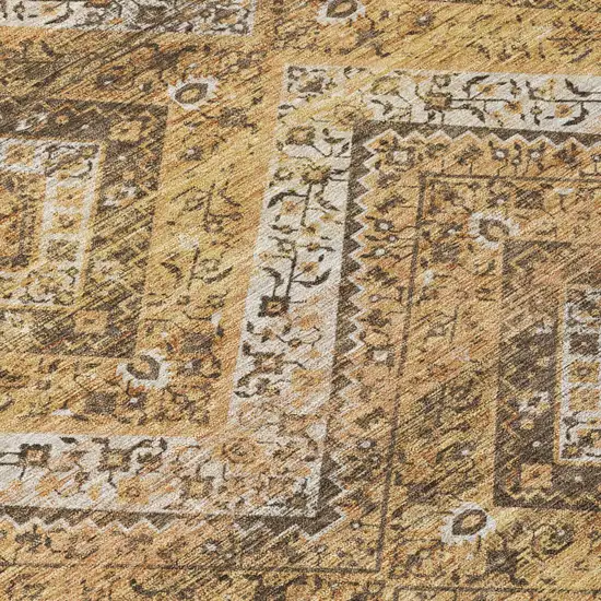 Copper And Khaki Tribal Washable Indoor Outdoor Area Rug Photo 6