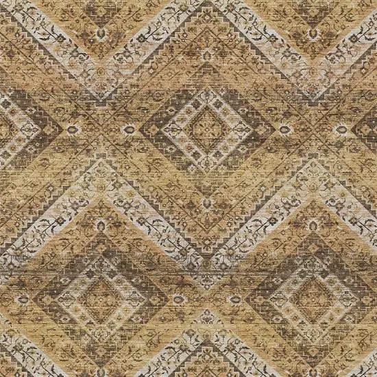 Copper And Khaki Tribal Washable Indoor Outdoor Area Rug Photo 3
