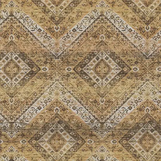 Copper And Khaki Tribal Washable Indoor Outdoor Area Rug Photo 3