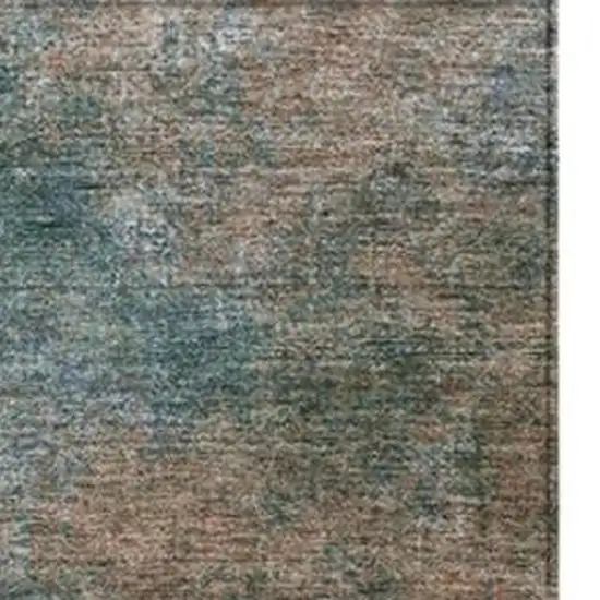 Copper And Navy Blue Abstract Washable Indoor Outdoor Area Rug Photo 3