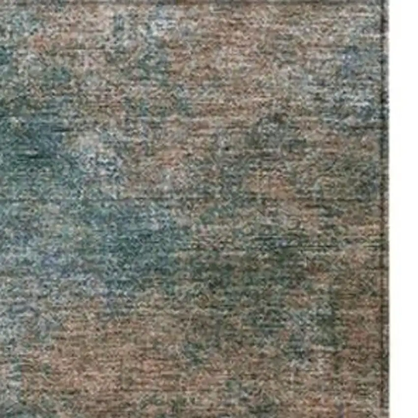 Copper And Navy Blue Abstract Washable Indoor Outdoor Area Rug Photo 3