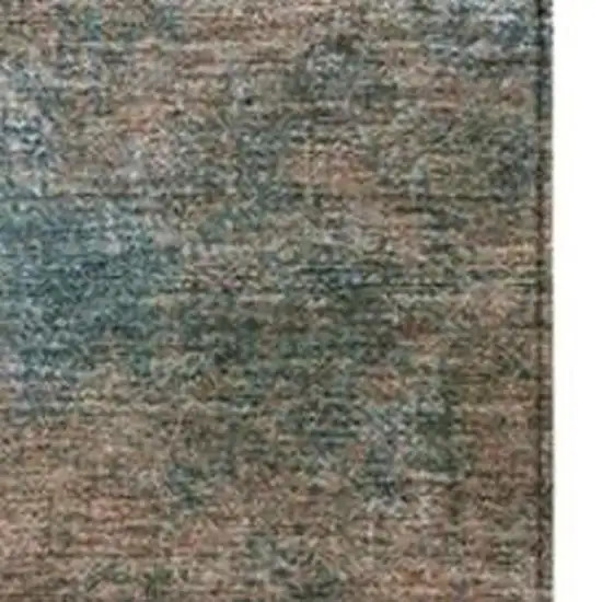 Copper And Navy Blue Abstract Washable Indoor Outdoor Area Rug Photo 3