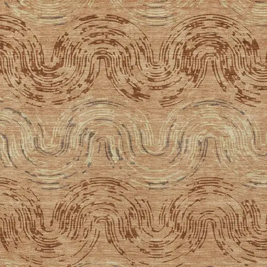 Copper And Orange Abstract Washable Indoor Outdoor Area Rug Photo 2