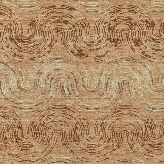 Copper And Orange Abstract Washable Indoor Outdoor Area Rug Photo 2