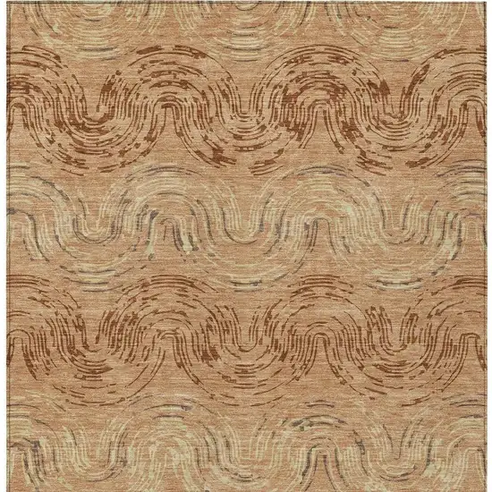 Copper And Orange Abstract Washable Indoor Outdoor Area Rug Photo 3