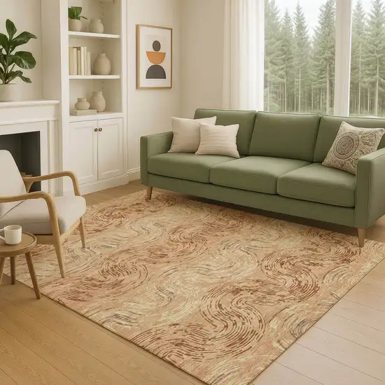 Copper And Orange Abstract Washable Indoor Outdoor Area Rug Photo 5