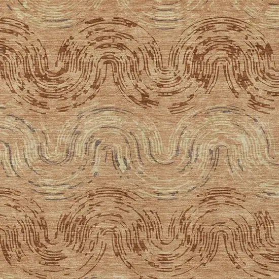 Copper And Orange Abstract Washable Indoor Outdoor Area Rug Photo 2