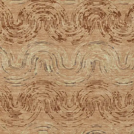 Copper And Orange Abstract Washable Indoor Outdoor Area Rug Photo 2