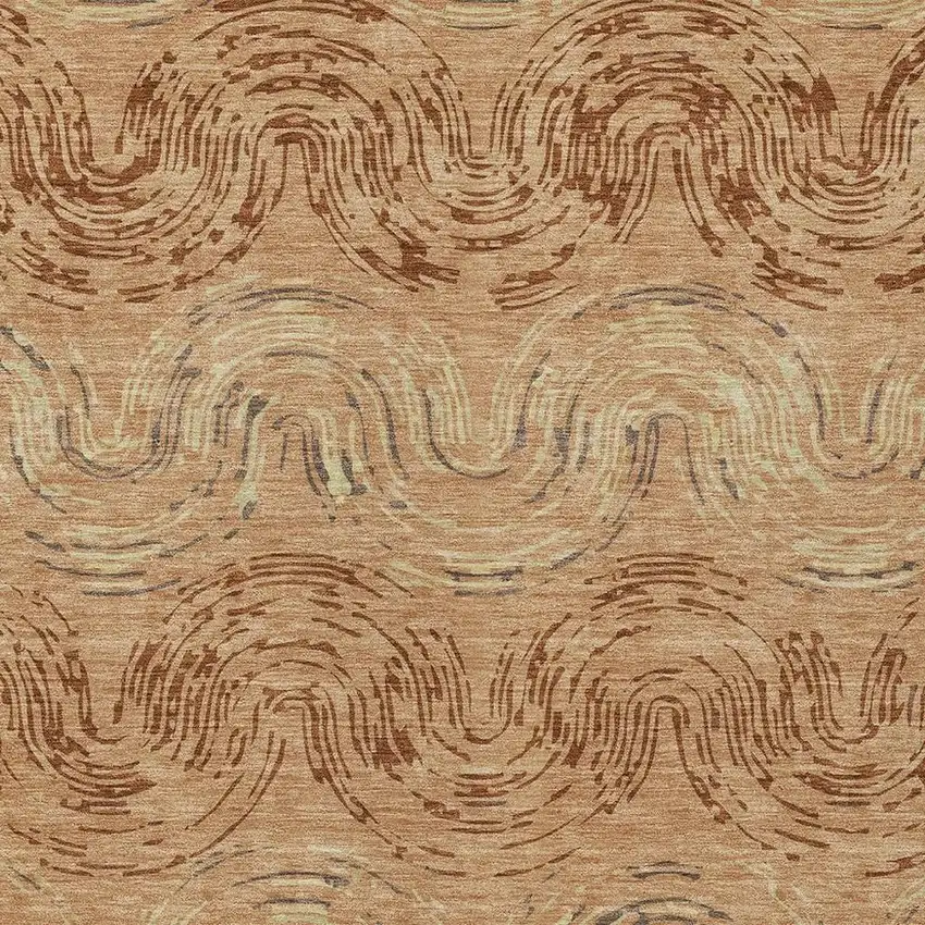 Copper And Orange Abstract Washable Indoor Outdoor Area Rug Photo 2