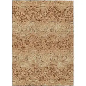 Photo of Copper And Orange Abstract Washable Indoor Outdoor Area Rug