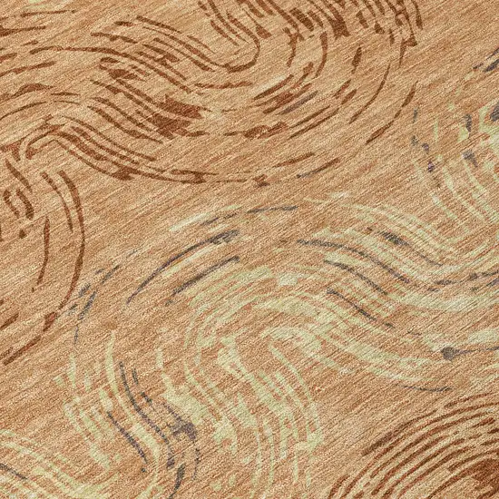 Copper And Orange Abstract Washable Indoor Outdoor Area Rug Photo 9