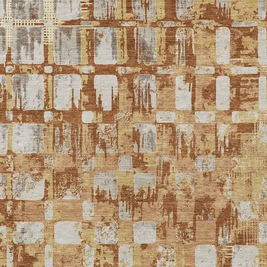 Copper And Orange Abstract Washable Indoor Outdoor Area Rug Photo 2