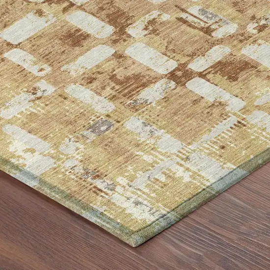 Copper And Orange Abstract Washable Indoor Outdoor Area Rug Photo 4