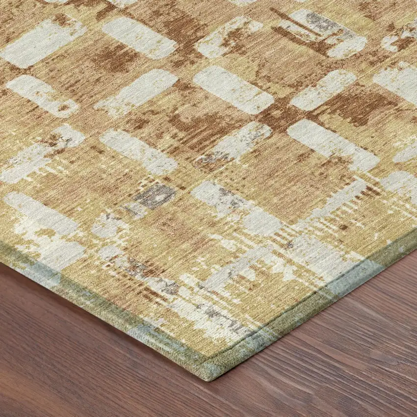 Copper And Orange Abstract Washable Indoor Outdoor Area Rug Photo 4