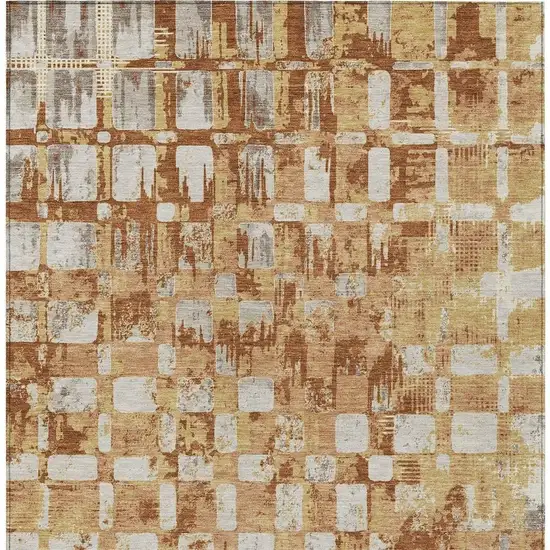 Copper And Orange Abstract Washable Indoor Outdoor Area Rug Photo 3