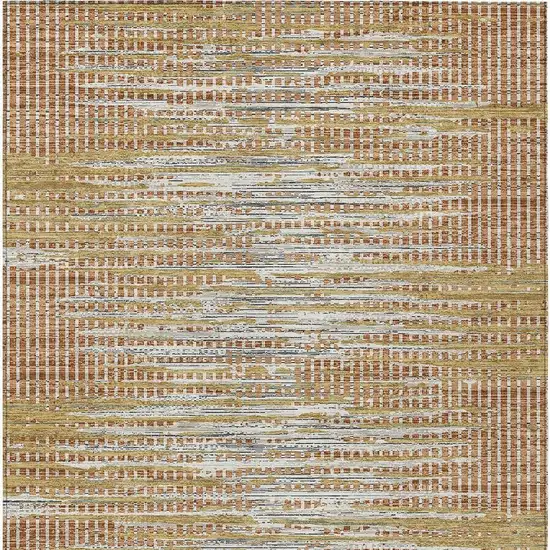 Copper And Orange Abstract Washable Indoor Outdoor Area Rug Photo 3
