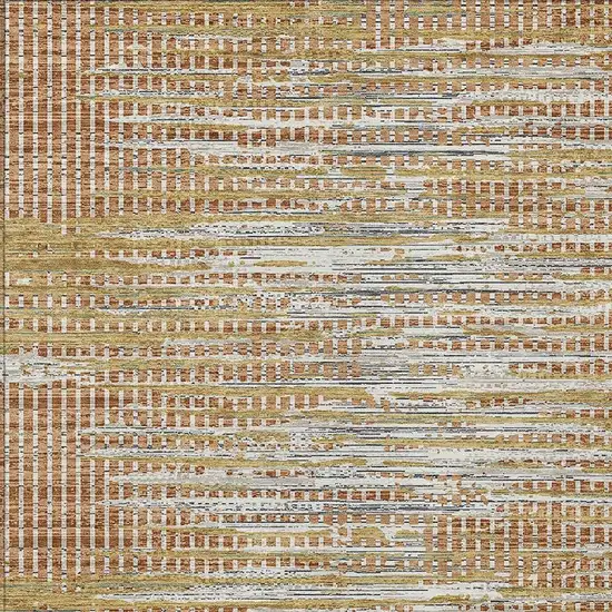 Copper And Orange Abstract Washable Indoor Outdoor Area Rug Photo 2