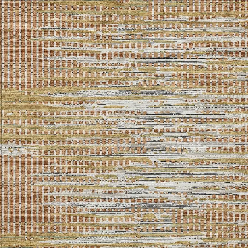 Copper And Orange Abstract Washable Indoor Outdoor Area Rug Photo 2