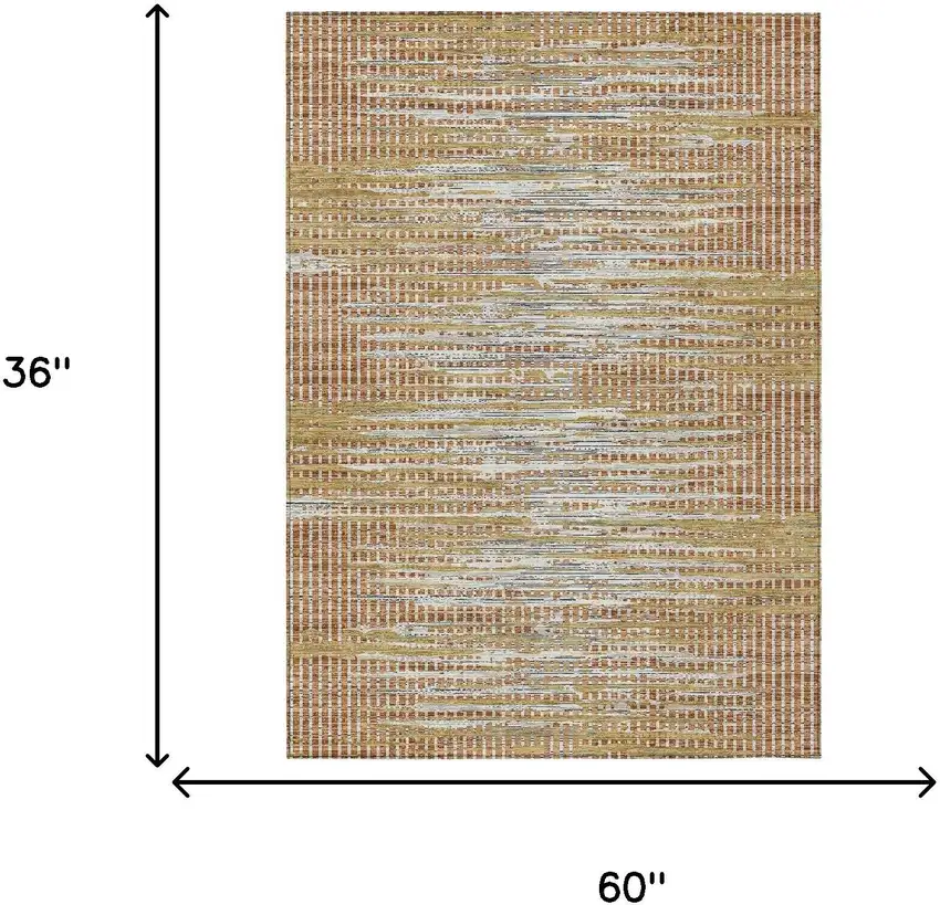 Copper And Orange Abstract Washable Indoor Outdoor Area Rug Photo 6