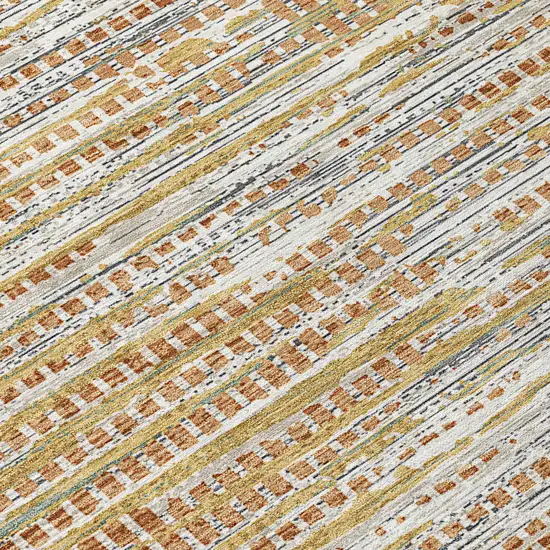 Copper And Orange Abstract Washable Indoor Outdoor Area Rug Photo 5