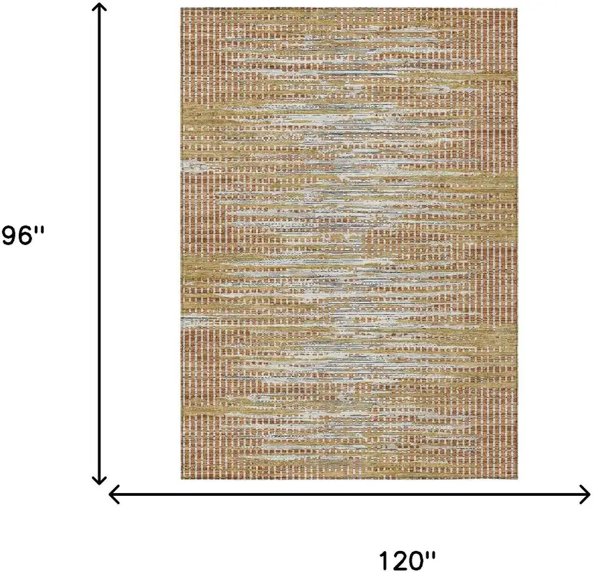 Copper And Orange Abstract Washable Indoor Outdoor Area Rug Photo 6