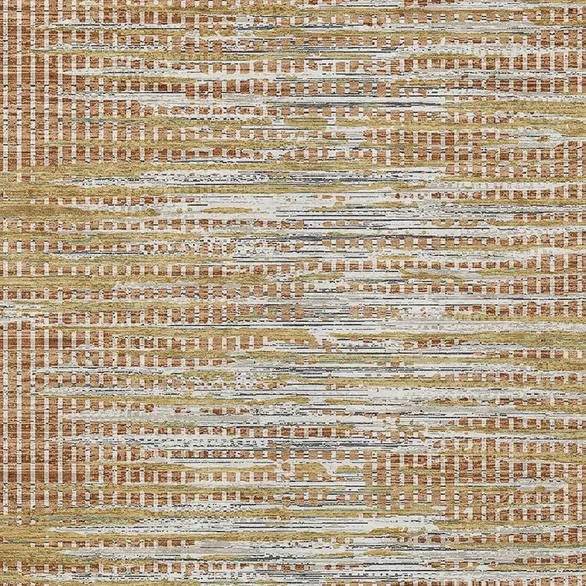 Copper And Orange Abstract Washable Indoor Outdoor Area Rug Photo 2