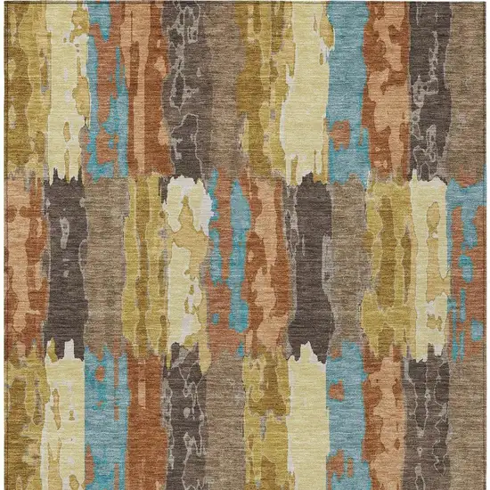 Copper And Orange Abstract Washable Indoor Outdoor Area Rug Photo 3