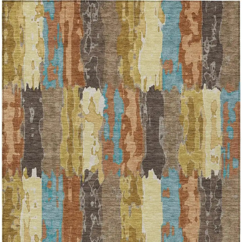 Copper And Orange Abstract Washable Indoor Outdoor Area Rug Photo 3