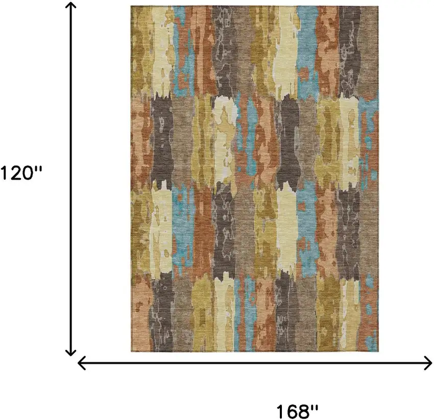 Copper And Orange Abstract Washable Indoor Outdoor Area Rug Photo 7