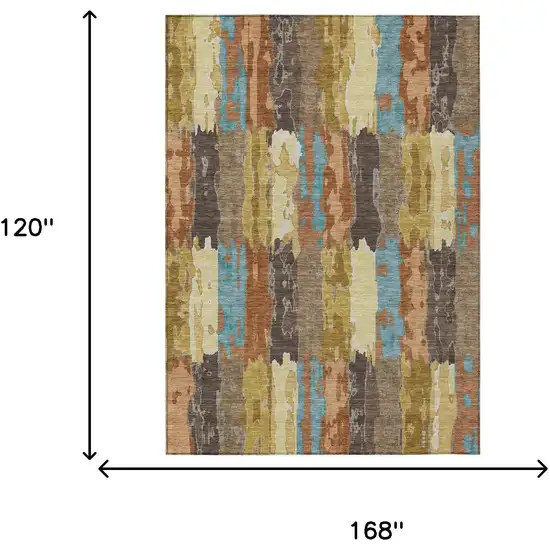 Copper And Orange Abstract Washable Indoor Outdoor Area Rug Photo 7