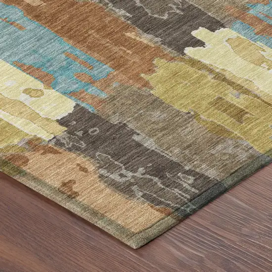 Copper And Orange Abstract Washable Indoor Outdoor Area Rug Photo 5