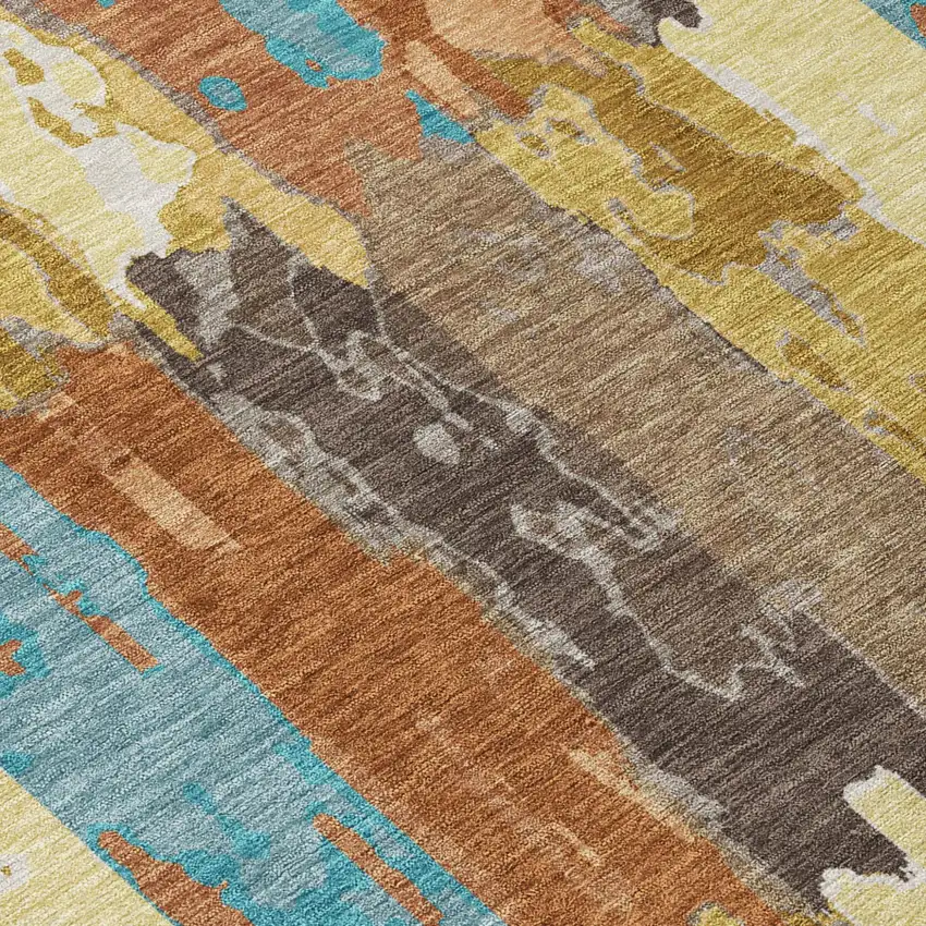 Copper And Orange Abstract Washable Indoor Outdoor Area Rug Photo 6