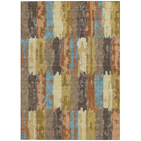 Copper And Orange Abstract Washable Indoor Outdoor Area Rug Photo 4