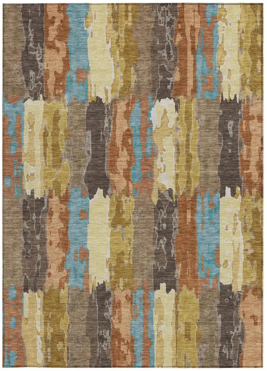 Copper And Orange Abstract Washable Indoor Outdoor Area Rug Photo 4