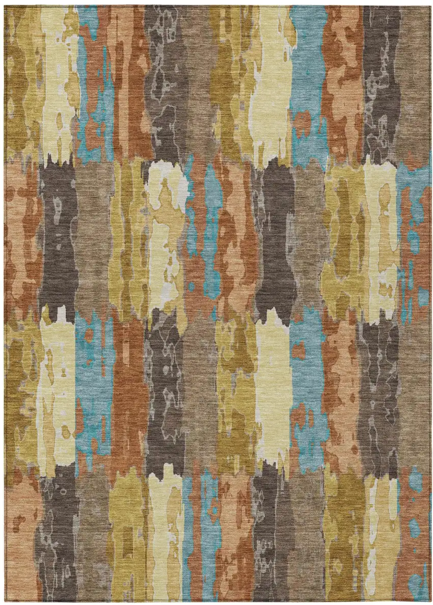 Copper And Orange Abstract Washable Indoor Outdoor Area Rug Photo 2