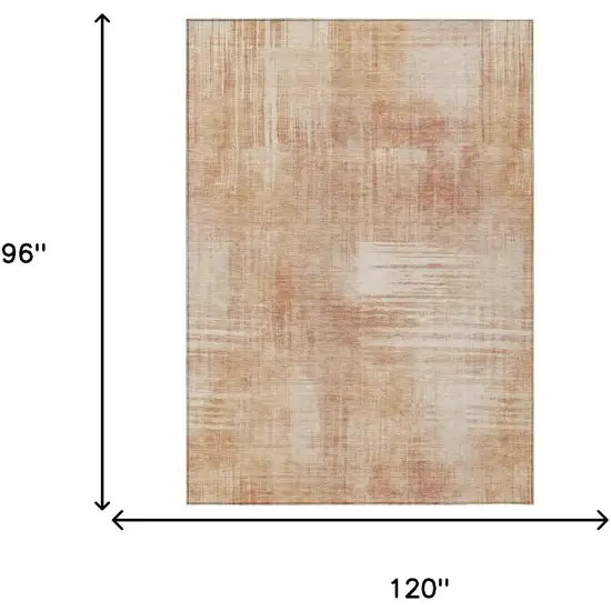 Copper And Orange Abstract Washable Indoor Outdoor Area Rug Photo 7