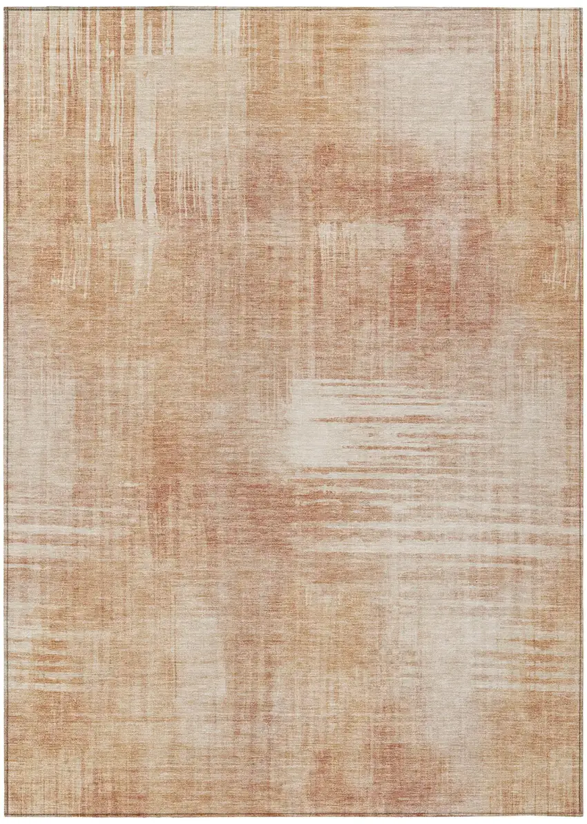 Copper And Orange Abstract Washable Indoor Outdoor Area Rug Photo 2