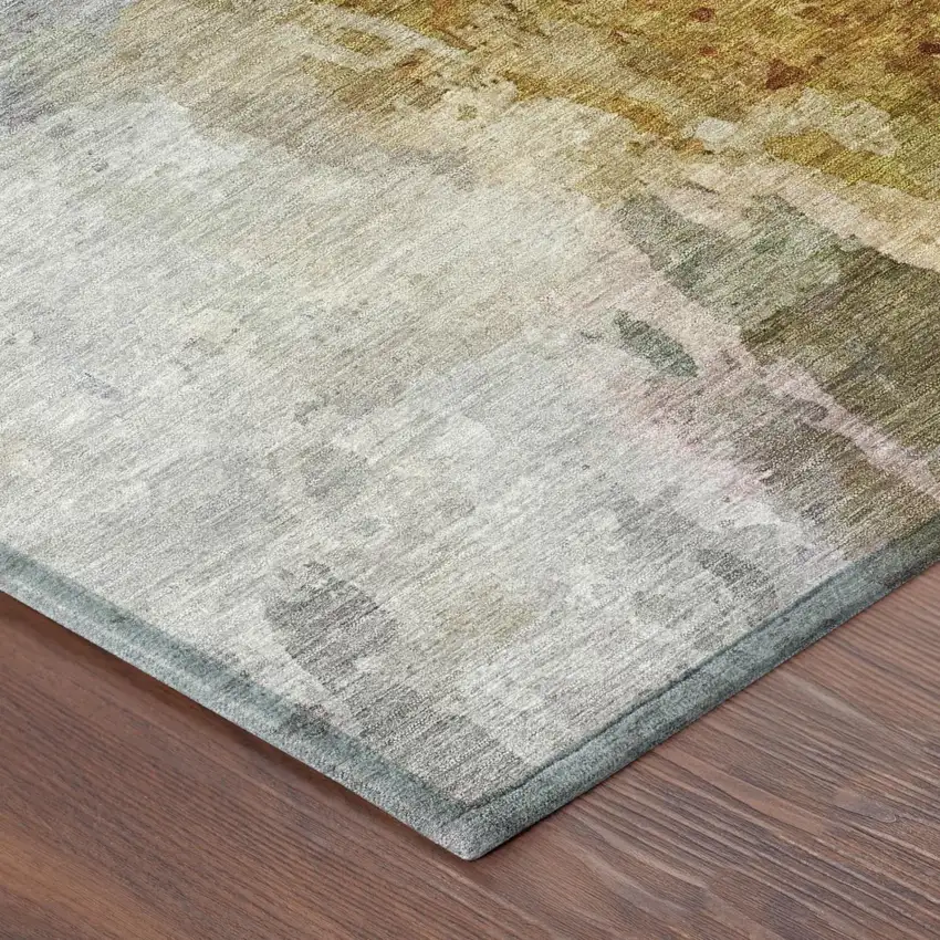 Copper And Orange Abstract Washable Indoor Outdoor Area Rug Photo 5