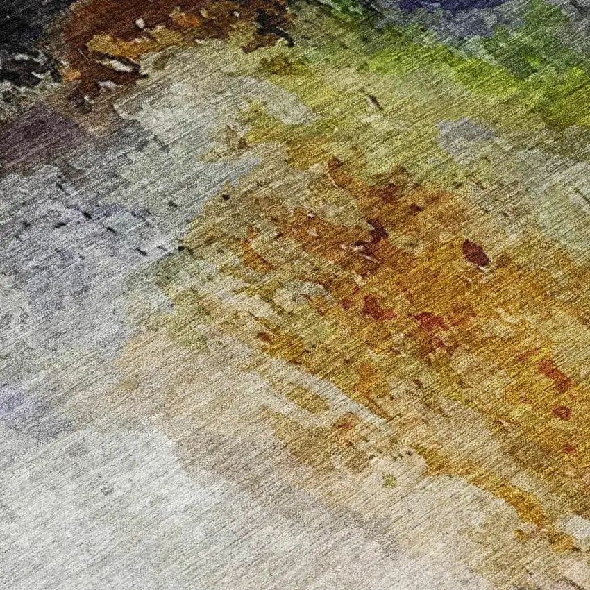 Copper And Orange Abstract Washable Indoor Outdoor Area Rug Photo 6