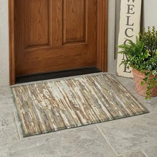 Copper And Orange Abstract Washable Indoor Outdoor Area Rug Photo 1