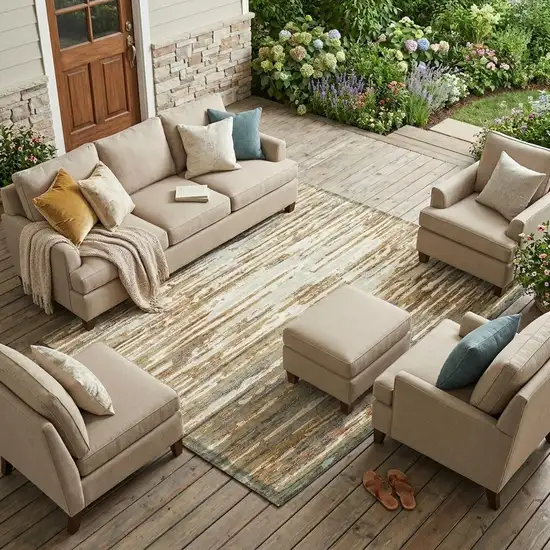 Copper And Orange Abstract Washable Indoor Outdoor Area Rug Photo 1