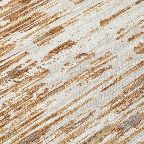 Copper And Orange Abstract Washable Indoor Outdoor Area Rug Photo 4