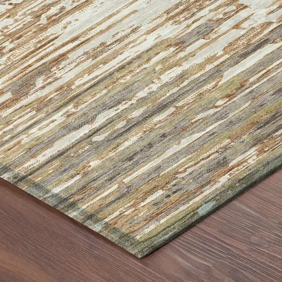 Copper And Orange Abstract Washable Indoor Outdoor Area Rug Photo 3